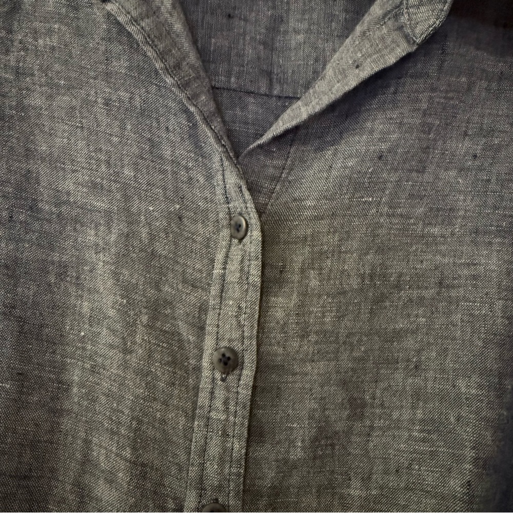 COLDWATER CREEK 100% Linen 3/4 Sleeve Blue Button Down Shirt Size XL - Picture 7 of 7
